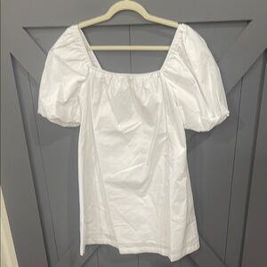 Anctua White Square Neck Puff Sleeve A Line Babydoll Dress M